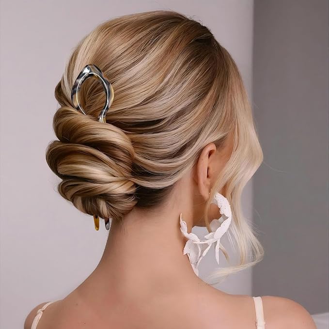 4 Pcs French Hair Pin Color Mixing French Hair Pins for Women French U Shaped Prestiges Hairpin for Thin Thick Hair Women Vintage Hairstyle Accessories