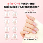 modelones Nail Strengthener Glitter Pink Nail Polish Nail Repair for Damaged Nails Hardener and Growth Polish Nail Care Gifts for Women Nail Strengthening Polish 15ml