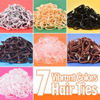 TsMADDTs Small Hair Ties Set, 2000PCS Rubber Bands with Organizer Box, 7 Natural Colors Clear Black Brown, Rat Tail Comb
