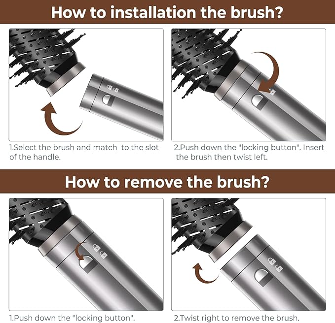 Hair Dryer Brush,Blow Dryer Brush with Attachments,110000 RPM Curly Twist 6 in 1 Air Style, Professional Ionic Hair Styling Tool, Left & Right Air Curler, Volumizer