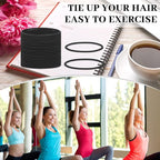 Dingion 80 Count Extra Long Hair Tie for Thick and Curly Hair Elastic Ponytail Holders for Women No Metal Bands Accessories(Black)
