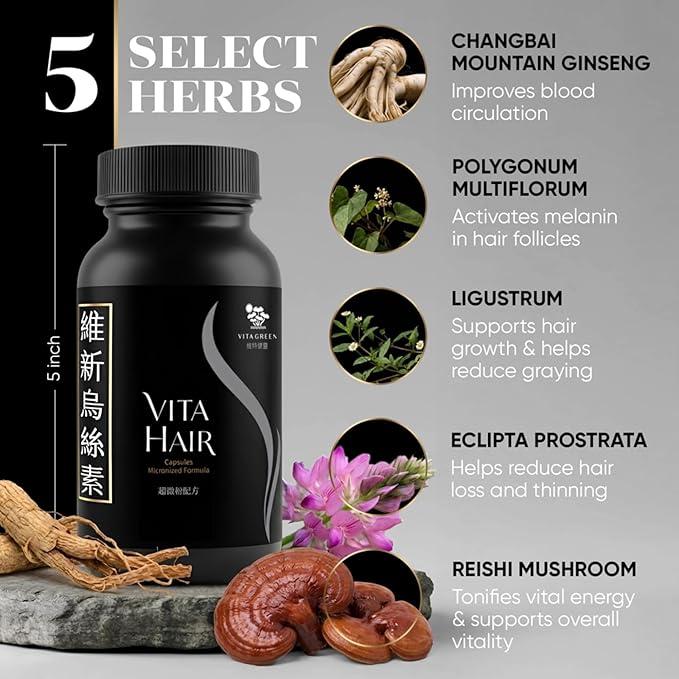 Vita Hair (Micronized Formula) Growth & Hair Loss Supplement – 100% Natural for Healthier Hair – Supports Hair Growth, Reduces Hair Loss, and Combats Graying for Men & Women – 300 Capsules