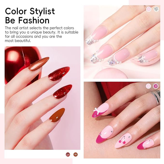 COSCELIA 40pcs Gel Nail Polish Set, 35 Colors Gel Polish with 5 Top Base Coat Red Nude Pink Glitter All Seasons Colors Nail Art Manicure Kit Salon DIY at Home Gifts for Women