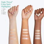 Thrive Causemetics Triple Threat Color Stick: Cream Highlighter Stick with Vitamin E, Evening Primrose Oil, Waterproof Smudge Proof Face Makeup Formula, Joy (Gold Shimmer)