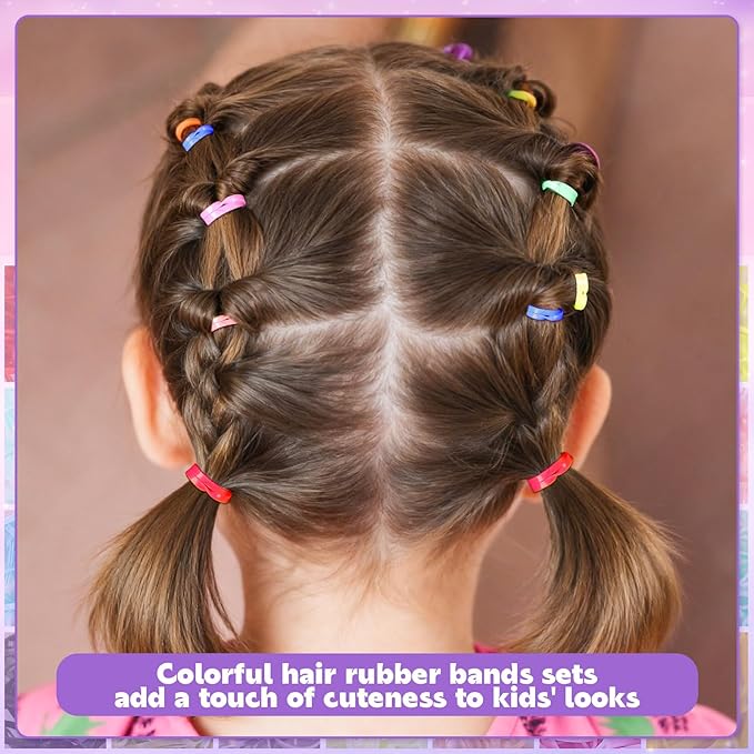 28 Colors Rubber Bands with 7 Hair Styling Tools, 1500 Pcs Colorful Elastic Ties Small Rubber Bands Baby Toddler Hair Ties for Girls Christmas Gifts
