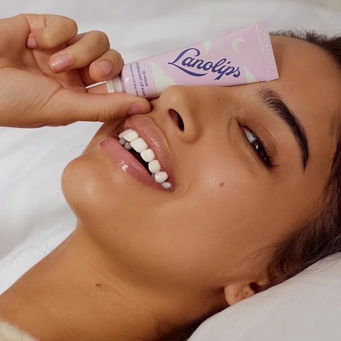 Lanolips 12 Hour Overnight Lip Mask - Rich Lanolin Lip Balm with Hyaluronic Acid, Vitamin C & Ceramides - Restore, Soften & Replenish While You Sleep - Cruelty-Free Hydrating Balm (0.52 oz / 15 g)