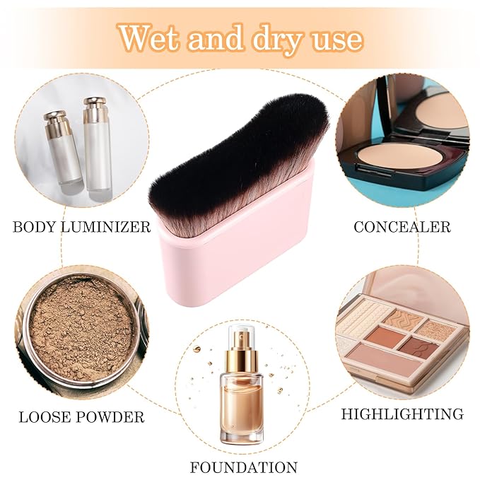 DIVINA VITAE Self Tan Brush Soft Body Makeup Brush Portable Self Tanning Brush Self Tanner Face Brush For Body & Leg Makeup (Pink)