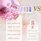 Face Body Glitter, Hair Glitter Sparkles Chunky Face Glitter Gel for Girls Makeup Singer Concerts Mermaid Festival Sequins Face Paint (White+Silver+Pink+Gold+Blue)