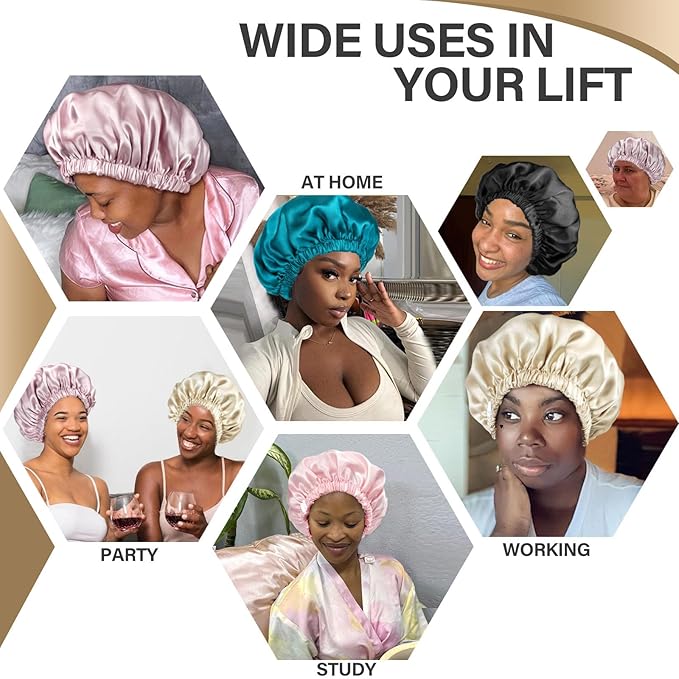 Silk Bonnet for Women 100% Mulberry Silk Sleep Cap 22 Momme Double Layer Hair Wrap for Curly Short Long Hair