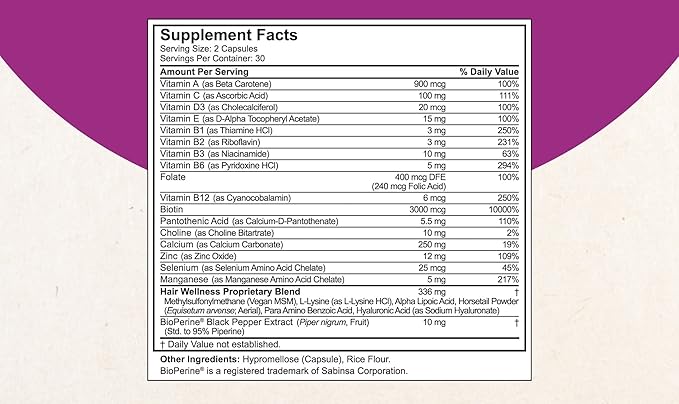 NuBest Hair Xtra - Hair Growth Vitamin for Faster Hair Growth | Natural Hair Thickening with Biotin, Zinc, MSM, B Vitamins, Choline - Hair Supplement, Hair Regrowth | 1 Month Supply