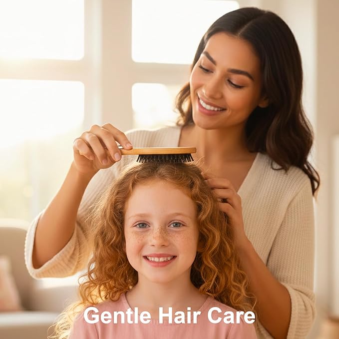 Boar Bristle Hair Brush Mini Travel Size, TWPER Bamboo Nylon Small Detangling Brush for Women Men Kids, Scalp Massage Portable Hair Care Tool Gift