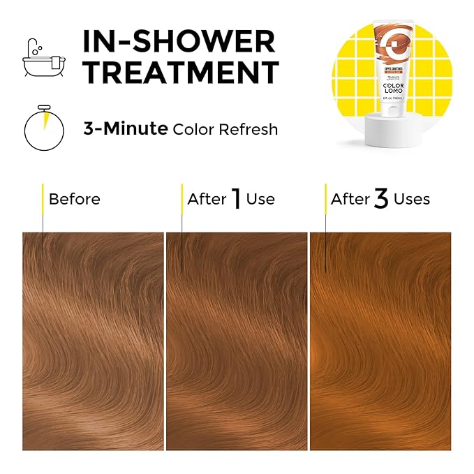 Semi Permanent Hair Color - 6 oz Color Depositing Conditioner with Shea Butter & Almond Oil- Color Conditioner Depositing Hair Mask - Vegan, Paraben, Ammonia & Sulfate Free -Copper