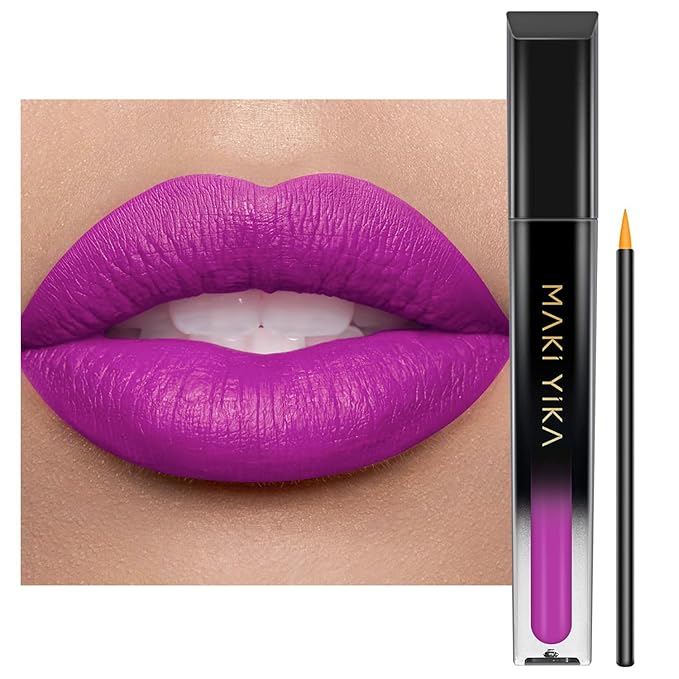 MAKI YIKA Purple Lipstick for Women Color Stay Long Lasting Lipsticks, No Smudge Matte Liquid Lipstick Transferproof Cruelty-Free Lip Color, Pearl Purple