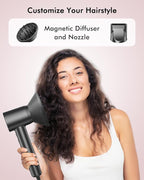 Hair Dryer, 160000 RPM Professional High Speed Ionic Blow Dryer, 500 Million Negative Ions & Heat-Control & Low Noise Hairdryer with Magnetic Diffuser for Fast Drying All Hair Types, No Heat Damage
