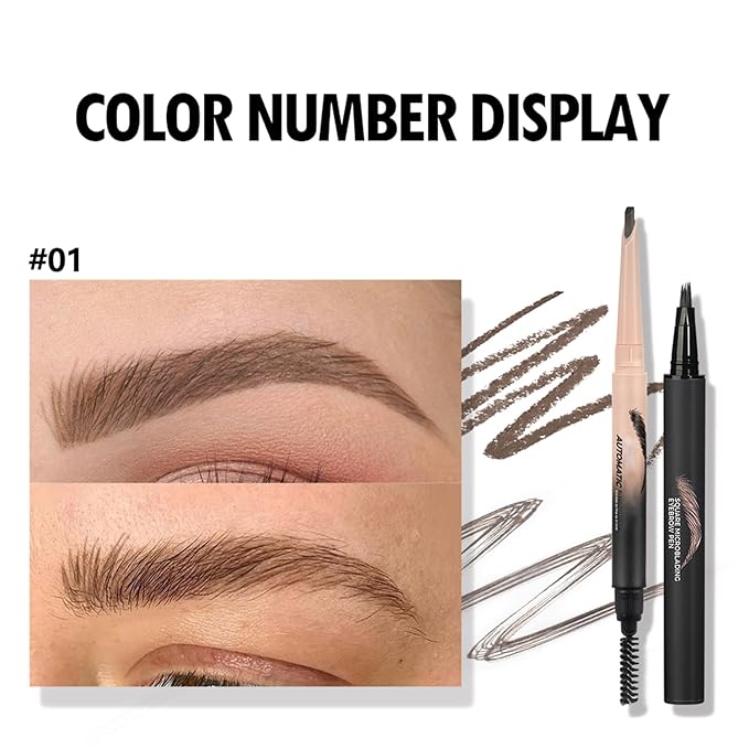 Eyebrow Pen,Eyebrow Pencils Set for Women with machete Eyebrow Pen,Liquid Square Angled Eyebrow Brush and Eyebrow Brush,Waterproof Eyebrow Pencil Create Full,Natural Hair-Like Brows,Light Brown（2 pcs）