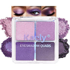 Kaely Powder Eyeshadow Quad, Lavender Purple Glitter Eyeshadow Palette Makeup, Neutral Eye Shadow Palette for Older Women Pigmented Waterproof, sombras para ojos, Blendable, Cruelty-free, 05