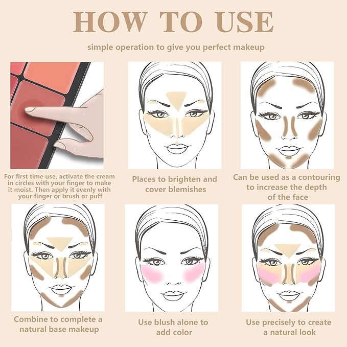 12 Colors Cream Blush Palette, Color Correcting Concealer