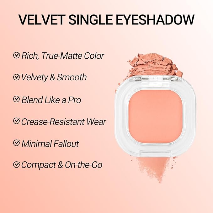 Erinde Light Orange Pink Single Eyeshadow Palette, Matte Cream Eye Shadow for Older Women, Blendable Long-Lasting Waterproof Eye Makeup Palette, High Pigment Powder Sombra De Ojos, 04 Apricot Nude