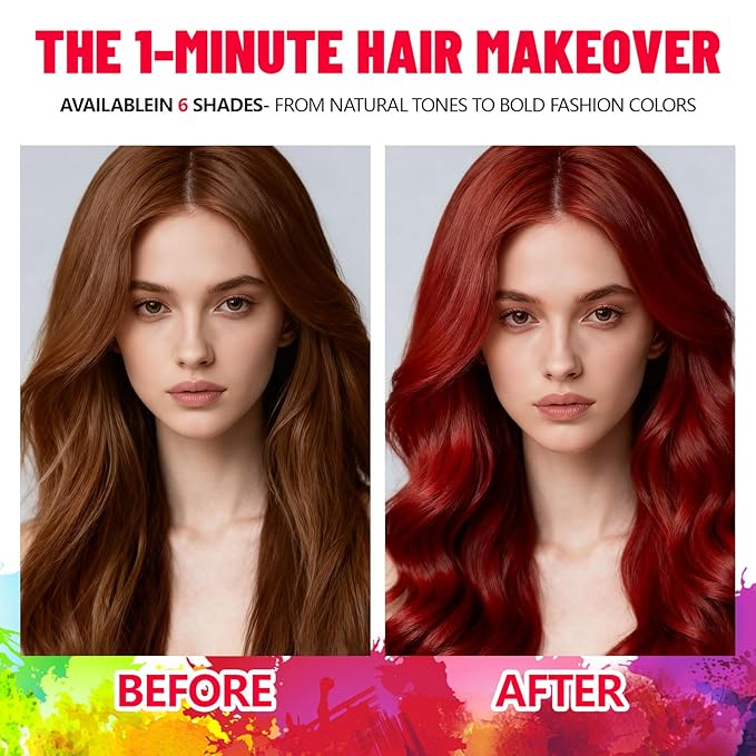 Temporary Red Hair Color Spray & Wax | Non-Sticky, Natural Look | Washable One-Time Use Hair Dye for Halloween, Cosplay, Festivals | For Women, Men & Kids (Fired Red)