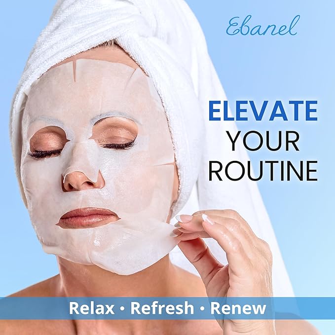 Ebanel 10 Pack Collagen Face Mask with Hyaluronic Acid, Vitamin C, Peptide, Aloe, Instant Brightening Hydrating Face Masks Skincare Korean Sheet Mask, Skin Firming, Lifting Anti Aging Facial Masks
