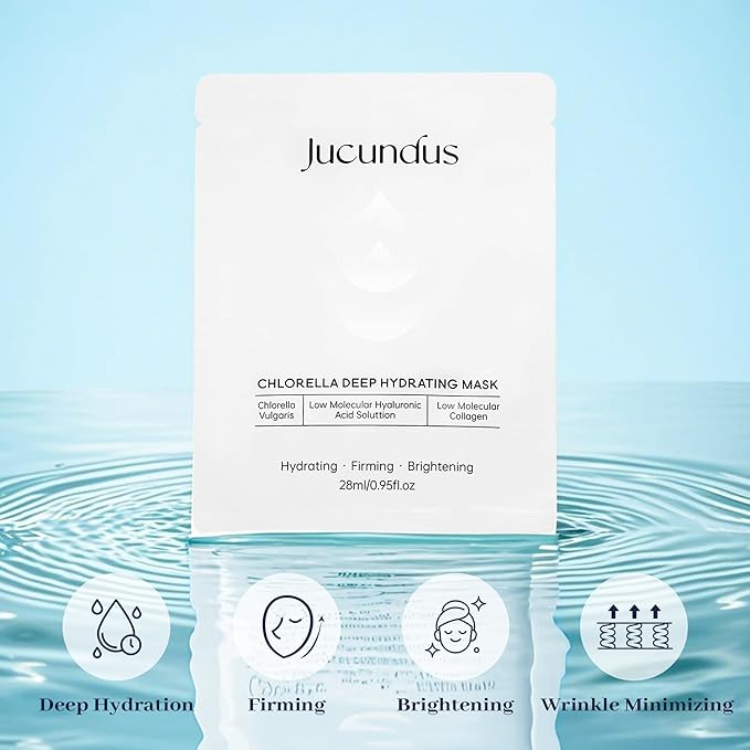 Chlorella Deep Hydrating Mask,with Bio-Collagen,Hyaluronic Acid and Chlorella | Sheet Facial Mask Skincare | Improves Hydrating,Firming,Glowing | Skin moisturizer masks,5ea