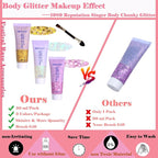 Body Glitter Face Glitter Gel: Singer Concerts Disco Festival Rave Accessories Face Glitter Makeup 150ml Chunky Sequins Mermaid Face Body Hair Glitter Gel (White&Pink&Gold)