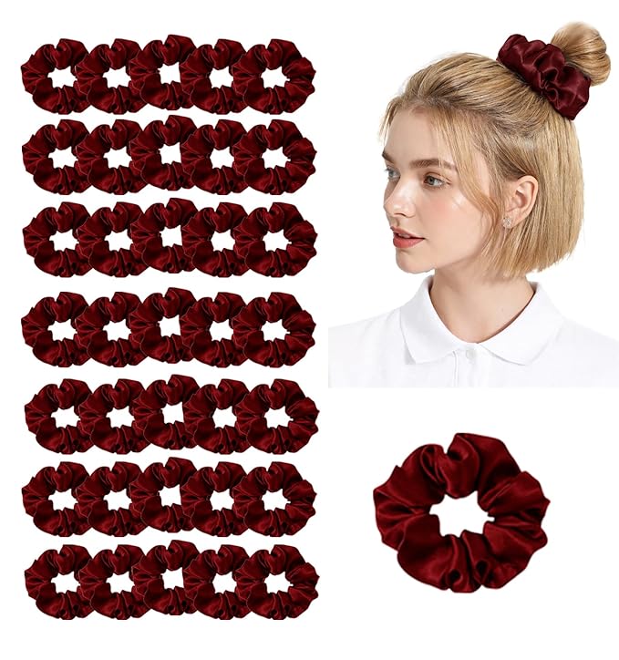 36Pack Womens Silk Scrunchies Satin Scrunchy Hairtie Hairbands Silky Hair Ties Elastics Hairs Bow Accessory Ponytail Holder