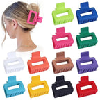 2 Inch Medium Hair Claw Clips 12 Pcs Square Hair Clips for Thin Hair Matte Nonslip Acrylic Banana Jaw Clips Bulk Hair Accessories for women and Girls - Dopamine