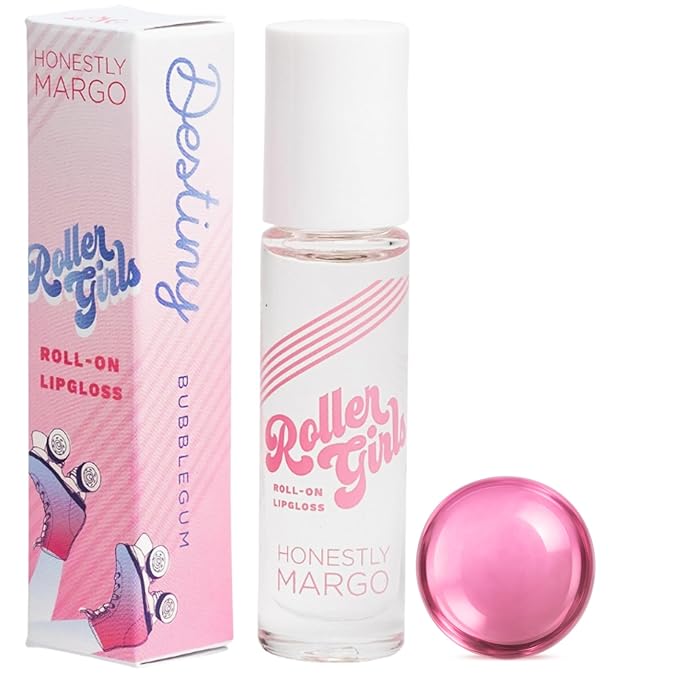 Honestly Margo Roller Girl Roll-On Lip Gloss (Bubblegum Destiny, Pack of 2) – Lip Gloss for Women with Hydrating Vitamin E & Moisturizing Shine, Lightweight Your Lip Stain, Non Stick Gloss