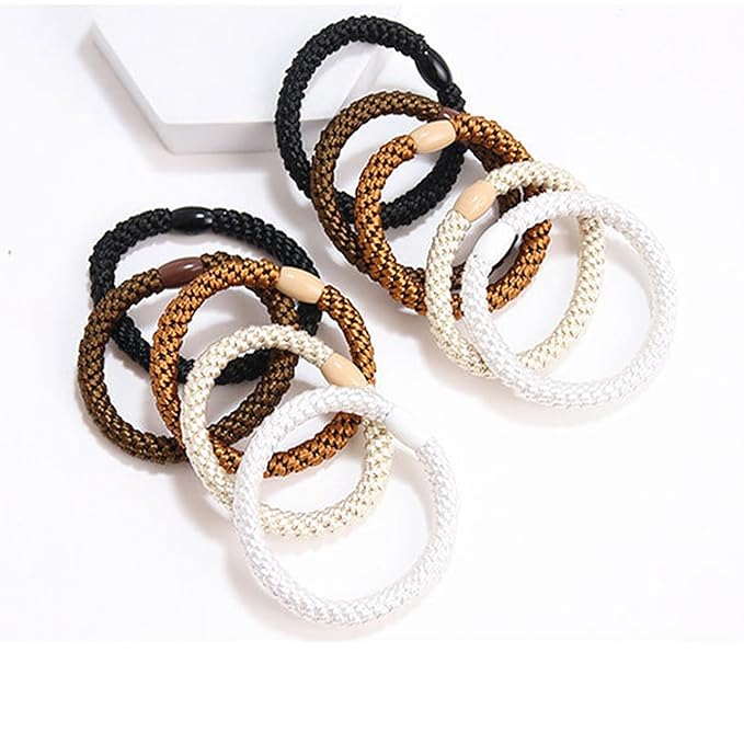 10-Piece Hair Ties: Soft Knitted Hair Tie for Thick/Coarse/Curly Hair. Gentle Hair Ties No Damage—Secure & Protect Strands (pink)