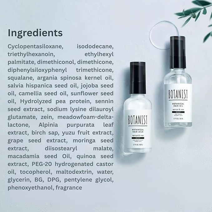 Botanist Organic Hair Oil for Frizzy Hair, Natural Hair Oil for Women, HAIR OIL Spray for Men with Jojoba Oil, Protein, Organics Extract & Squalane, Hair Scalp Oil from Japan 2.7 Fl Oz APRICOT & ROSE