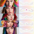 10Pcs Rainbow Face Makeup Patches, Glitter Freckles Face Tattoo for Teenagers & Young Women, Sparkle Freckles Waterproof Face Glitter Freckles for Christmas (10PcsH Rainbow)