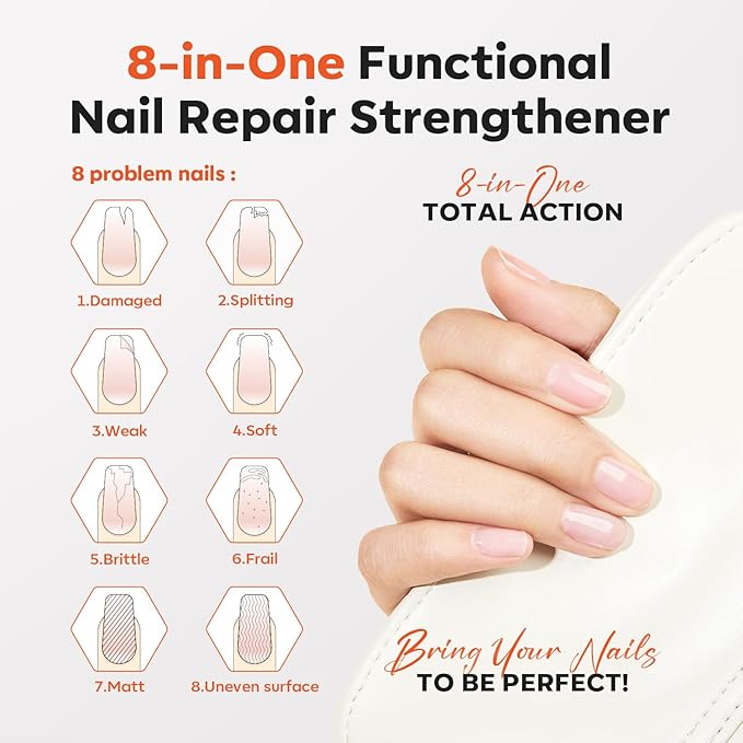modelones Nail Strengthener Clear Nail Polish strengthener and growth Nail Repair for Damaged Nails Hardener Extra Strong and Growth Natural Nail Care Gifts for Women Concealer Polsih 15ml
