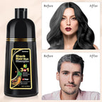 Bablabear Black Hair Dye Shampoo for Gray Hair, Semi-Permanent Hair Color Shampoo for Women and Men, Herbal Ingredients, 3 in 1 100% Grey Coverage.Lasts 30 Days/500ml/Natural herbal Ingredients