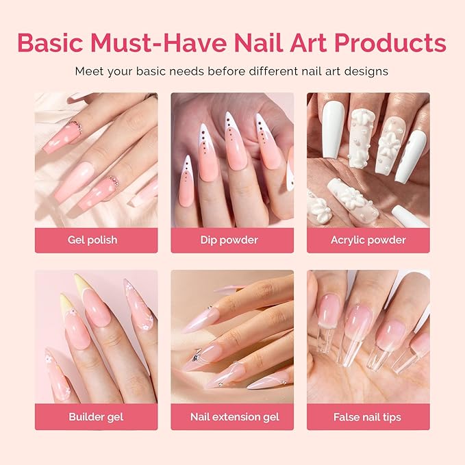 MelodySusie Builder Gel Nail Dehydrator and Primer Set Long Lasting Shine Nail Polish Art Design Manicure Kit Perfect Gifts for Women Girls 3 Pcs 15ml Clear