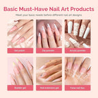 MelodySusie Builder Gel Nail Dehydrator and Primer Set Long Lasting Shine Nail Polish Art Design Manicure Kit Perfect Gifts for Women Girls 3 Pcs 15ml Clear