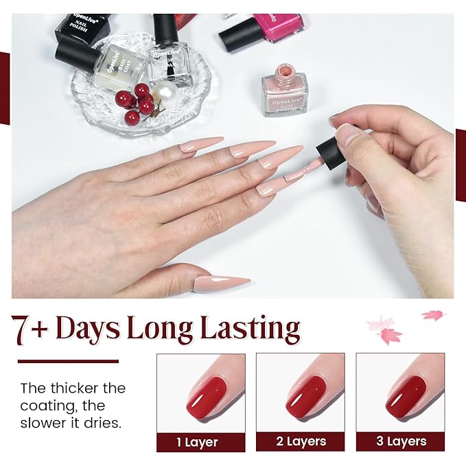 12 PCS Nail Polish Kit With 10 Colors As 2 PCS BASE And TOP Coat Green Blue Red Pink Collection Gifts for Women.