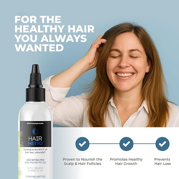 HAIRMETTO Saw Palmetto Extract Serum for Hair Loss, Hair Growth Serum with Stinging Nettle, Rosemary Oils and Peppermint Scent, Hair Serum for Men and Women - 4oz (118ml)