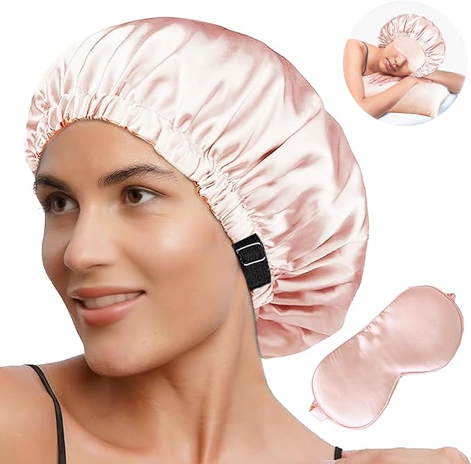 2Pcs Hair Bonnets For Sleeping Satin Bonnet Silk Bonnets For Women Silky Night Caps Womens Curly Hair Sleep Cap