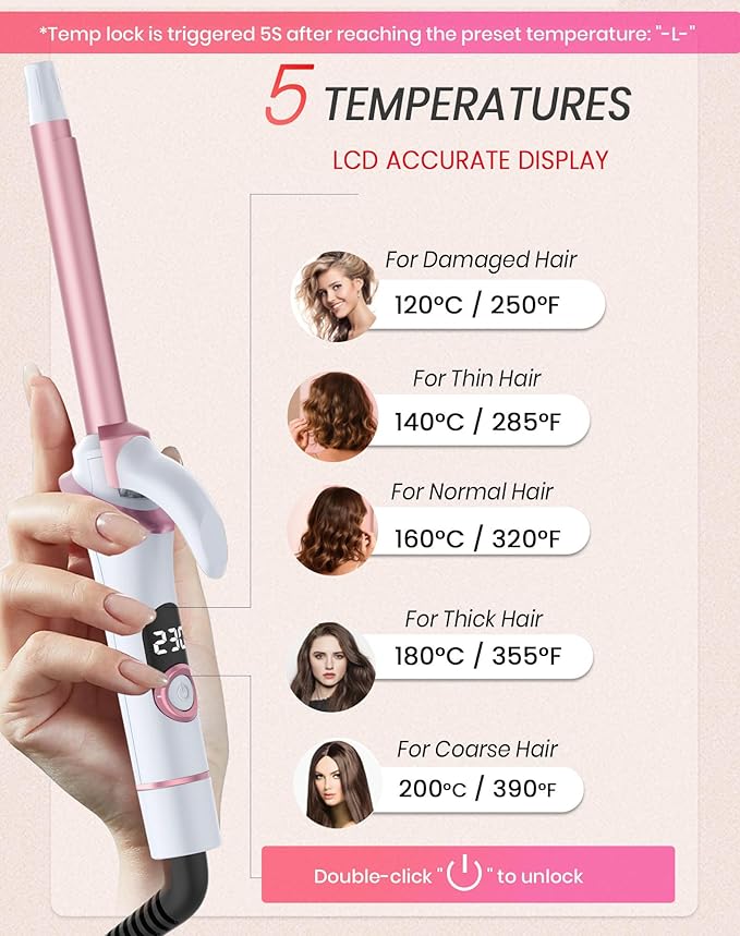 Mini Curling Iron for Short Hair Dual Voltage with European UK Plug Adapter 1/2 Inch Travel Size Small Barrel Curling Iron to Medium Bouncy Curls with 30S Fast Heating, 5 Temps for Global