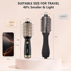 4 in 1 Travel Dual Voltage Hair Dryer Brush, Mini Auto Blow Dryer Brush in one, 2 Inch Hot Air Brush and Styler for Home & Salon, 3 Heat Settings with EU&UK Plug (Gold)