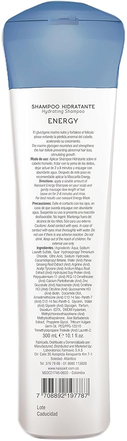 Naissant Energy Treatment Shampoo | Hair Growth Accelerator, Strengthener for Color Treated & Natural Hair | Enriched with Marine Glycogen & Natural Extracts to Prevent Hair Loss (10.1 Fl Oz)