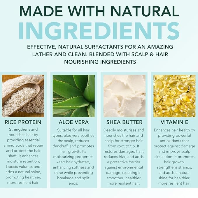 Natures Aid Volumizing Natural Rice Water Shampoo (Unscented)