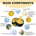 24K Gold Under Eye Patches - Hydrating Anti-Wrinkle Masks with Hyaluronic Acid, Vitamin C - Reduce Dark Circles, Puffiness - Firming, Brightening Treatment - 60PCS - All Skin Types