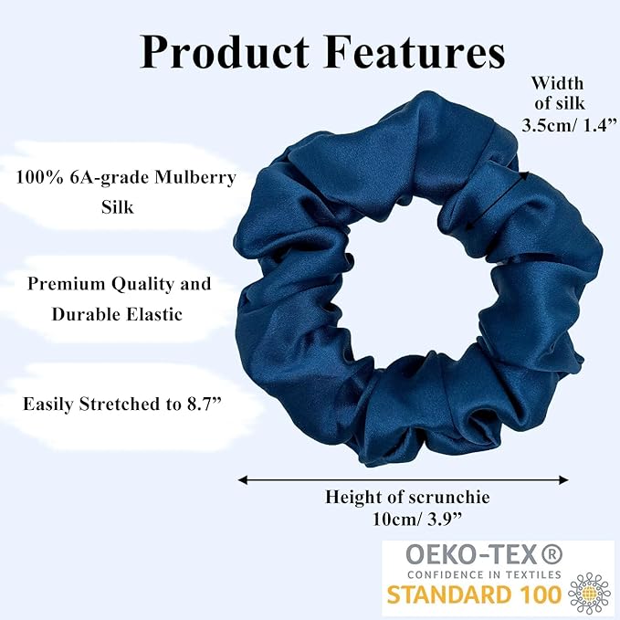 Silk Scrunchies Large (Peacock+Cerulean+Light Blue)