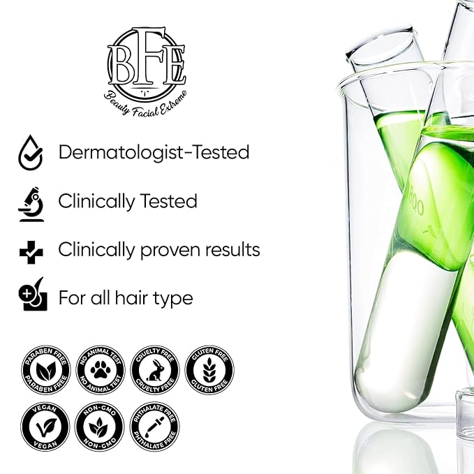 Hair Growth Serum- Maximum Strength DHT Blocker. Repairs & Stimulates New Follicle Hair Growth. Grow Stronger, Thicker, Fuller, Longer, Healthier Looking Hair. For Men & Women with No Side Effects.