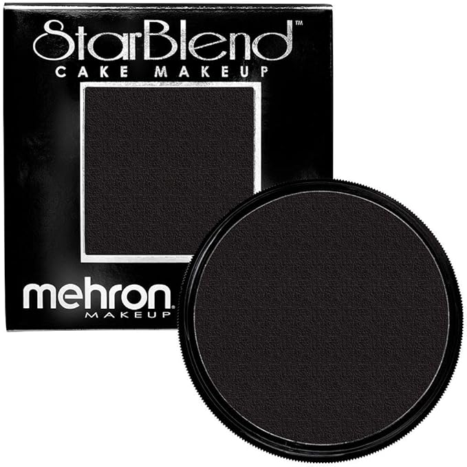 Mehron Makeup StarBlend Cake Makeup | Wet/Dry Pressed Powder Face | Powder Foundation | Black Body and Face Paint 2 oz (56g)