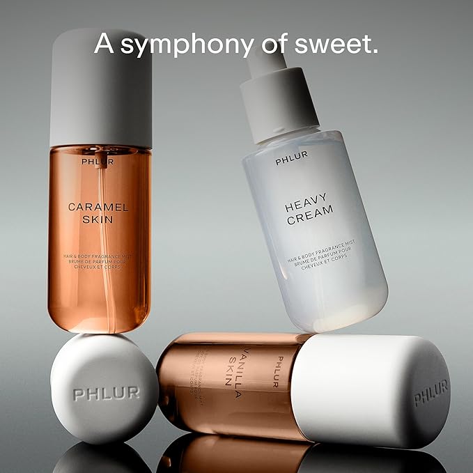 PHLUR Sweet Skin Trio ($75 Value) - Exclusive 3pc Travel Size Body Mist Set ft. Vanilla Skin, Heavy Cream, Caramel Skin (3 x 3 fl oz)