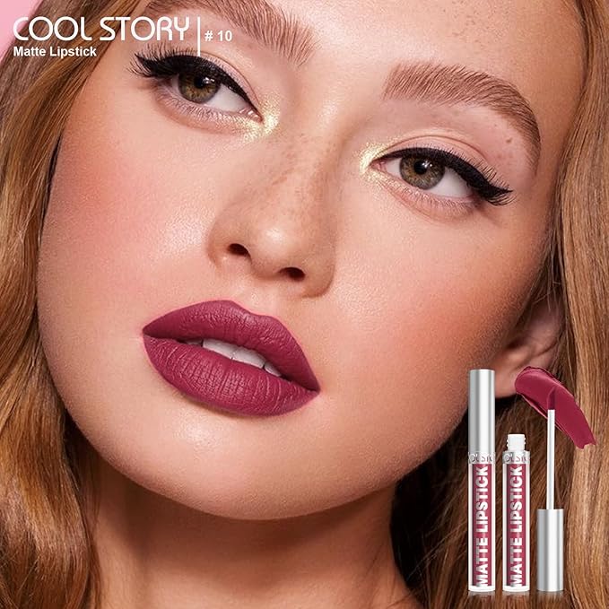 COOL STORY Matte Lip Stain Tint Highly Pigmented Color Long-Lasting Waterproof Wine (10)