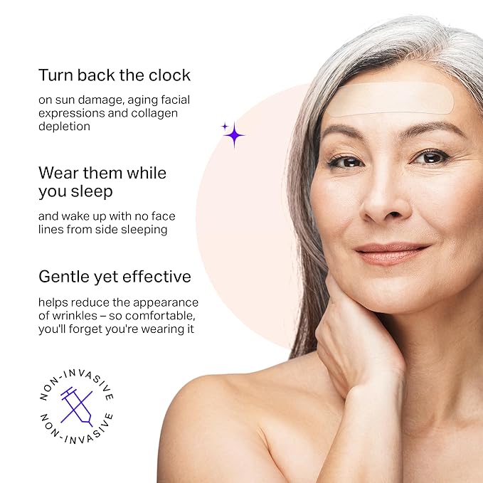 Blumbody Forehead Wrinkle Patches - Anti Wrinkle Facial Patches to Smooth Eyes & Forehead Wrinkles - Non-Silicone Face Tape for Fine Wrinkles between Eyes & Face - 50 Patches (Up to 60 day supply)